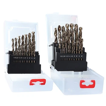 

19/25pcs HSS Drill Bit for Metal Titanium Coated High Speed Steel Drilling Bits Set 1.0~10mm Storage Box Tools Accessories