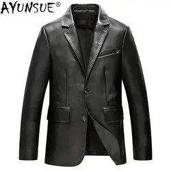 AYUNSU демисезонный дубленка пояса из натуральной кожи куртка мужская 2019 блейзер для мужчин s кожаные куртки WZM803 KJ2105