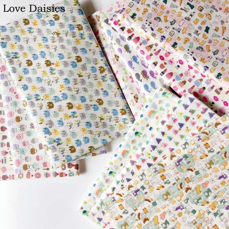 

100% cotton twill MINI PATTERNS cartoon cactus tri angle lipstick cupcake underwear cat fabrics for DIY bedding handwork decor