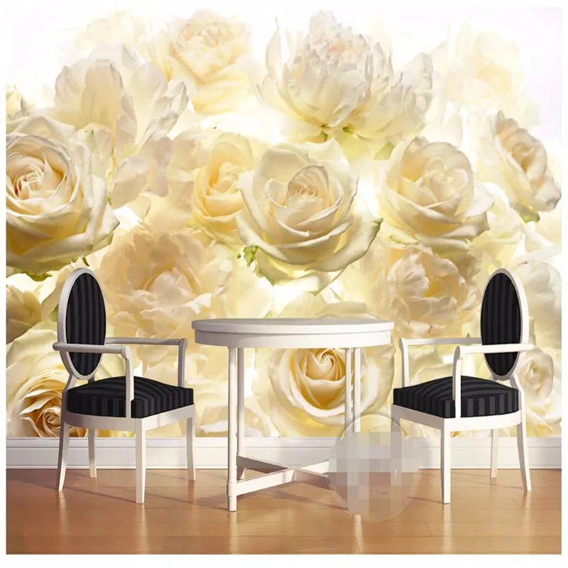 Beibehang обои 3d Большая фреска Декор фото Фон фотографии HD желтые розы Ресторан современная настенная живопись для