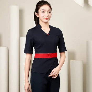 

2018 SPA Uniform Clothing Women 2pcs Set Receptionist Beautician Uniform High Quality Hotel Workwear Beauty Salon Overalls