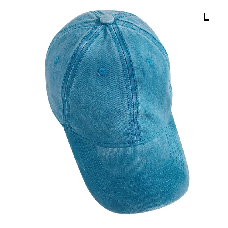 Baseball Cap Frayed Washed Style baseball cap flat hat outdoor sports cap sun protection solid color - Цвет: L