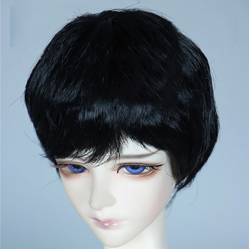 Cataleya BJD SD кукольные волосы могут DIY Волосы грязные короткие волосы косая челка розовый желтый 1/3 1/4 кукольные аксессуары парик - Цвет: Черный