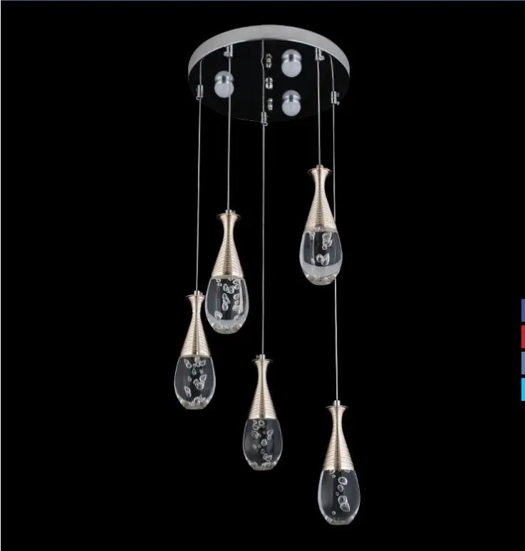 

New modern creative acrylic drop type led dining room chandelier simple personality 5 restaurant bedroom chandelier led fixture