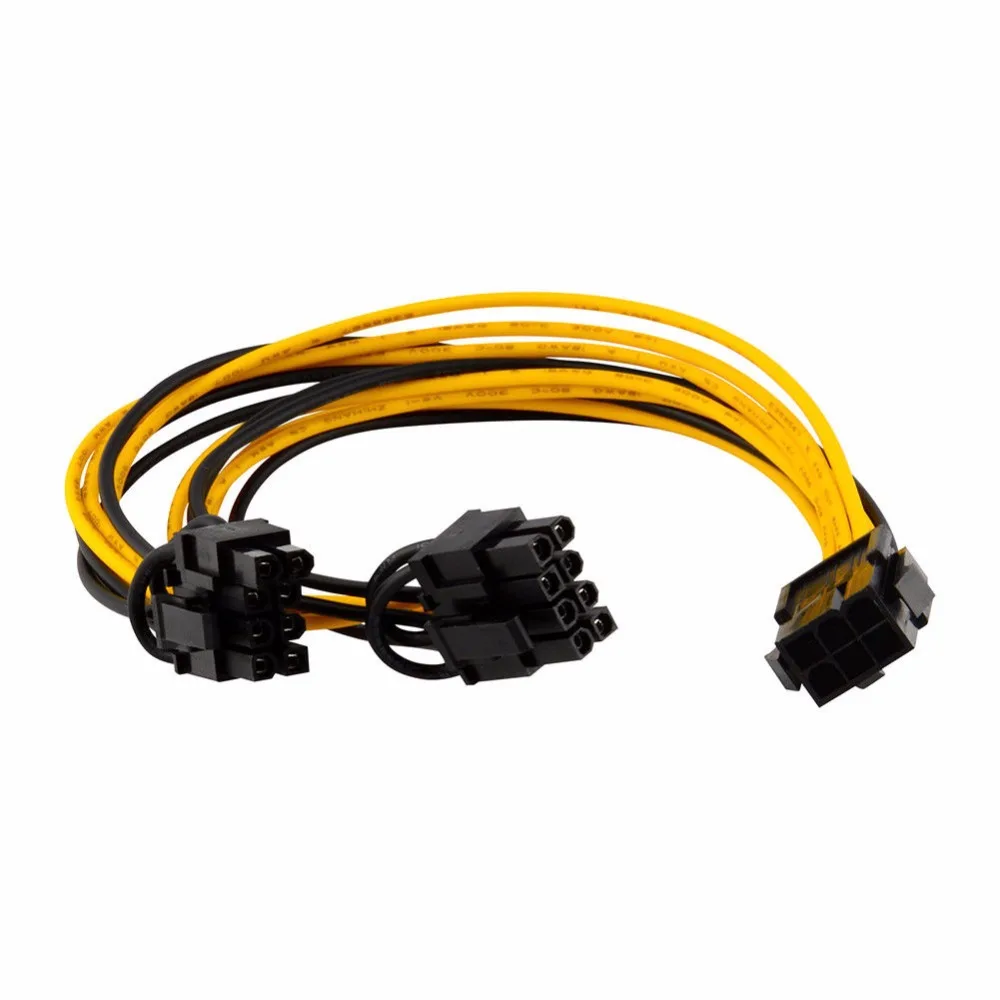 

PCIE PCI-E 6 Pin to Double 6+2 pin (6-pin/8-pin) Graphics Video Display Power Cable PCI-Express Power Extension Cable Cord