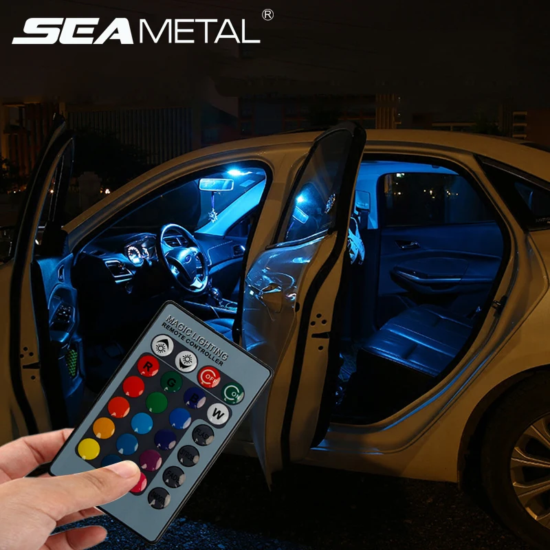 

12V Car LED Ambient Light Universal RGB 5050 4 Modes 16 Colors Neon LED Remote Control Car Roof Atmosphere Lamp Auto Accessories