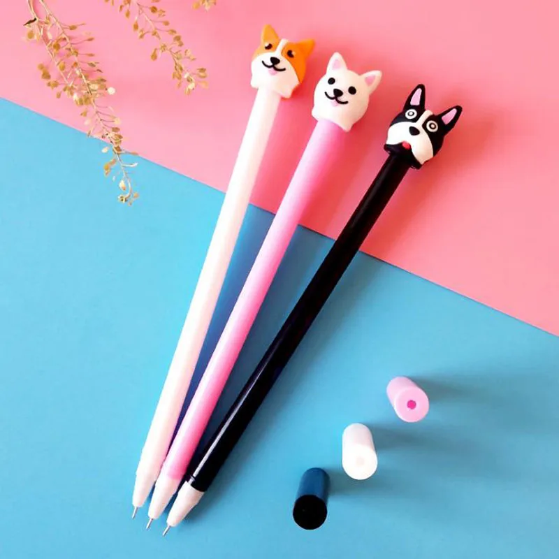 

4 Pcs/set Kawaii Animal Puppy Dog Gel Pens Cute Korean Stationery 0.5mm Black Ink Student Signature Pens Office School Supplies