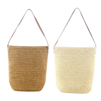 

Fashionable Paper Rope Pure Color Straw Hand Woven Storage Bag Beach Receiving Bag Women's Single Shoulder Bags