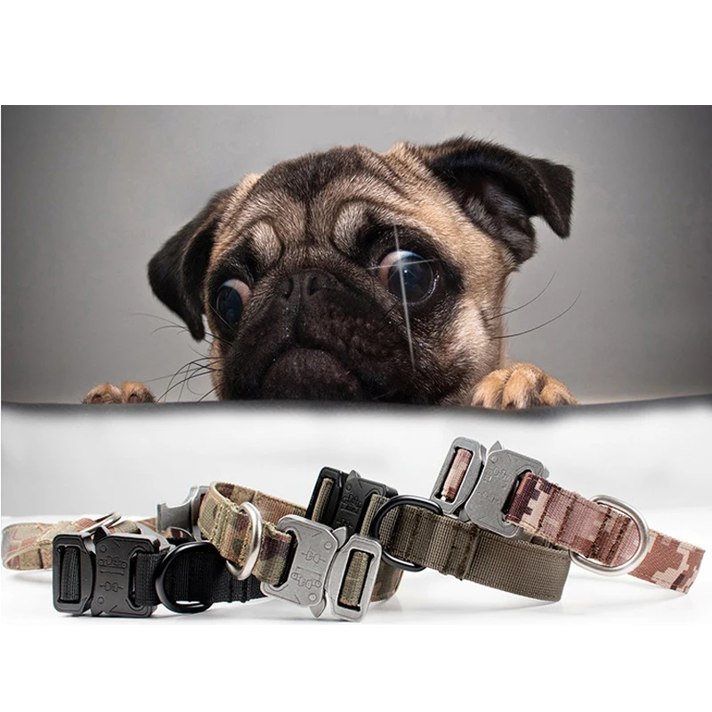 New Protective tactical Dog neck collars tatico metal buckle adjustable