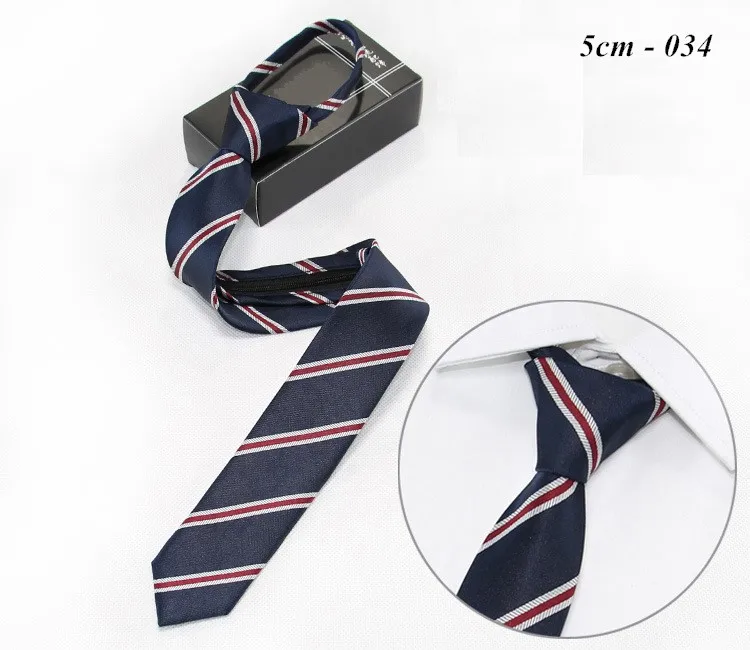 Галстуки на молнии для мужчин, ленивый галстук, цветочный узкий полосатый галстук на молнии, галстук на шею, деловой досуг - Цвет: 034
