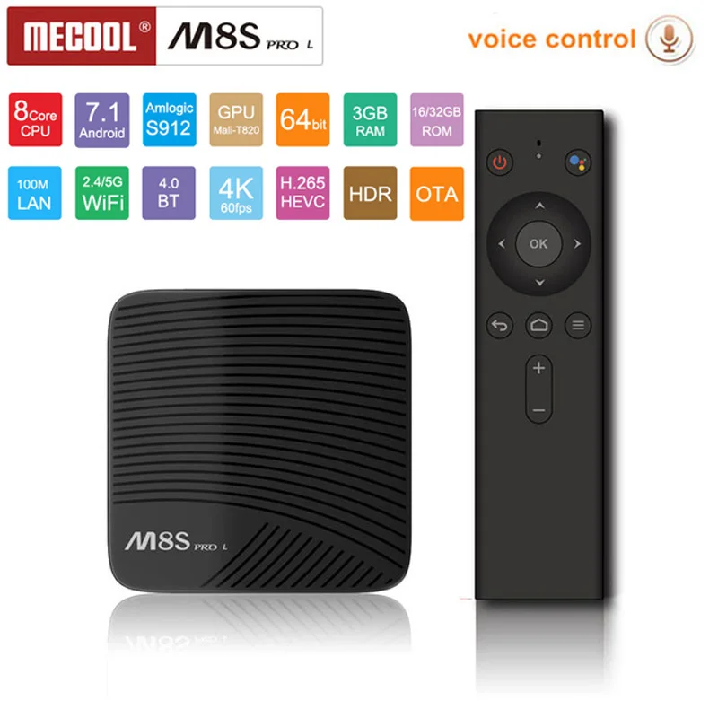 

Mecool M8S pro L Smart TV BOX ATV Android 7.1 Amlogic S912 64 bit Octa core 3GB 16GB/32GB DDR3 2.4G-5Gwifi 4K HD media play