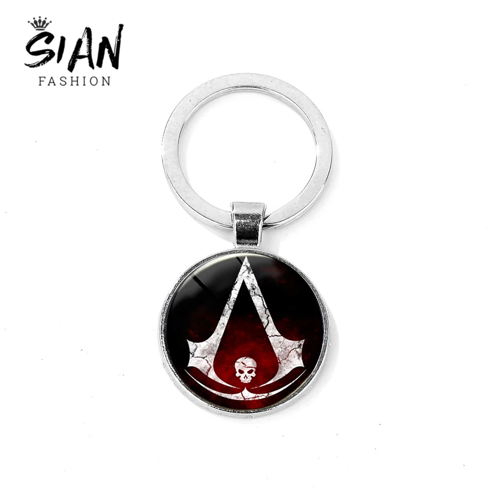 

SIAN Fashion Assassins Creed Ezio Keychain Creed Badge Time Gem Alloy Key Chain Game Movie Peripheral Souvenir Key Ring Llaveros