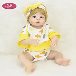 NPK 57 см Reborn Girl Baby Doll полное Силиконовое боди реалистичные золотые волосы принцесса Модная Кукла Bathe Игрушки для девочек Bebe Bonecas