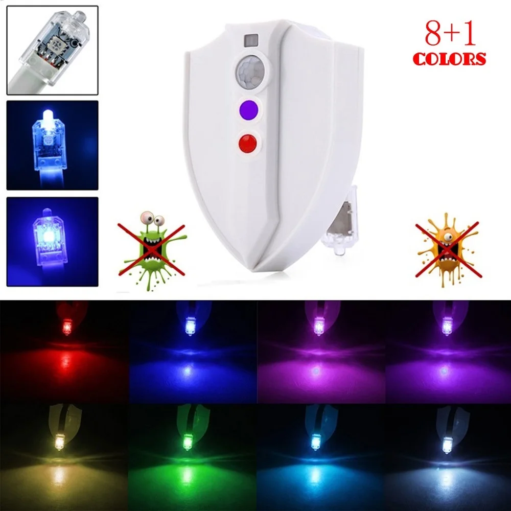 Motion Sensor UV Sterilization Toilet Light Activated RGB PIR LED Night