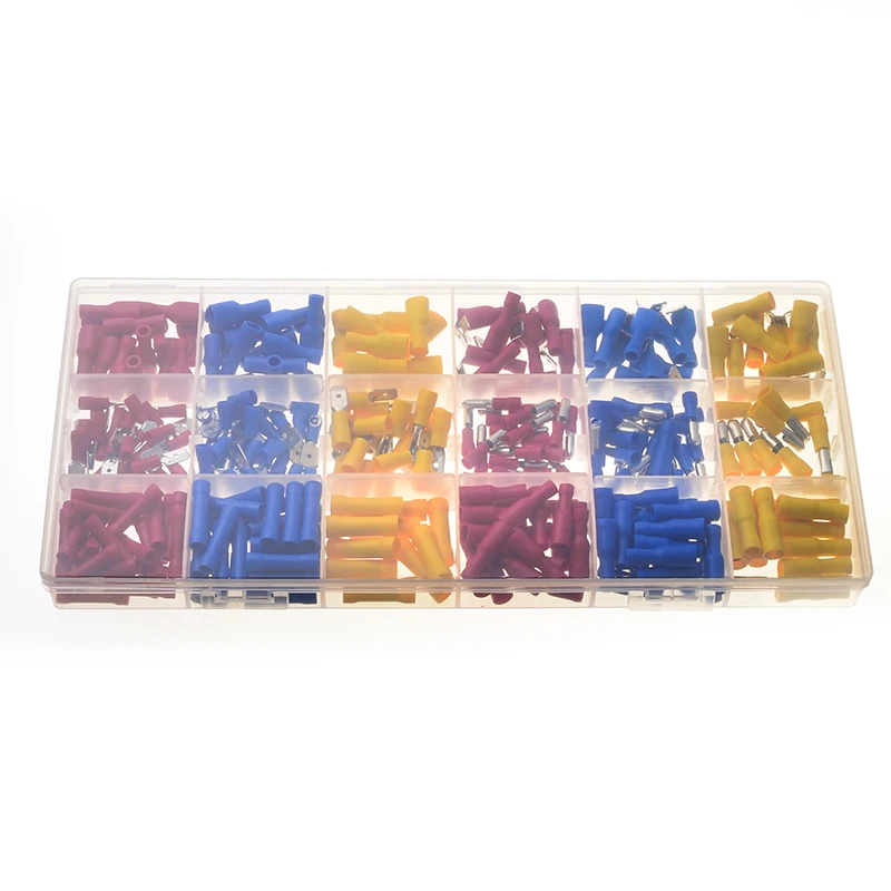 YT 300Pcs Insulated Crimp Wire Bullet Butt Connectors Set Mix Sizes Piggy Back Terminators