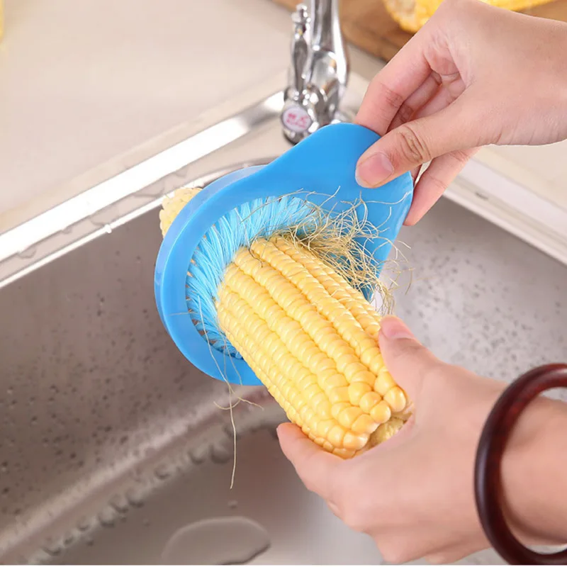 

1 Pc Portable Corn Beard Brush Vegetable Stain Removal Cleaning Brush Cleaning Cucumber Round Surface Wash Kitchen Tool