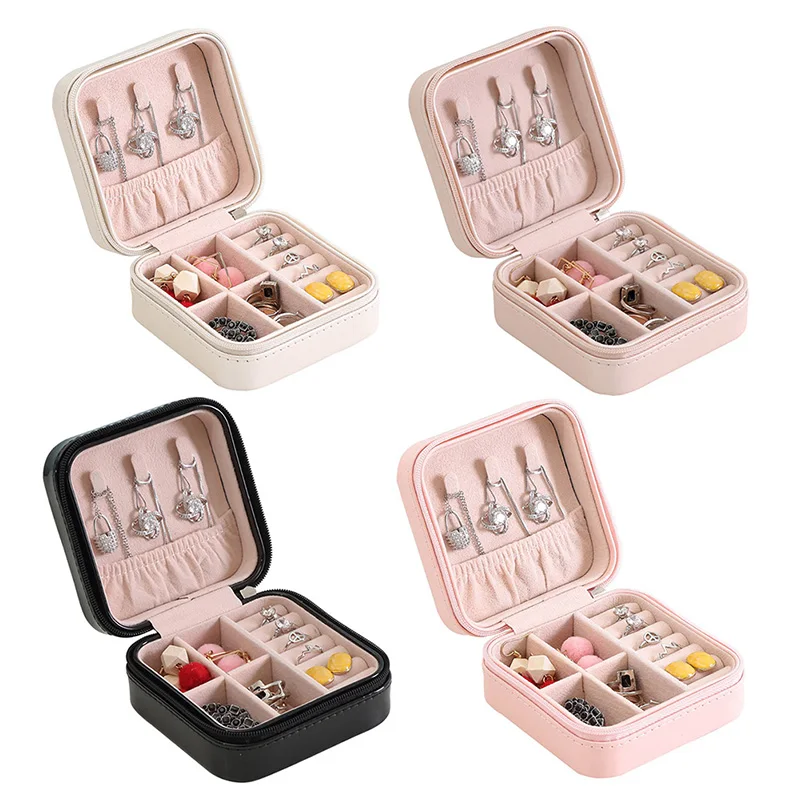Portable Women Leather Gift Boxes Jewelry Necklace Storage Organizer Zipper Portable Festival Rings Packaging Display Case Portable Women Leather Gift Boxes Jewelry Necklace Storage Organizer Zipper Portable Festival Rings Packaging Display Case