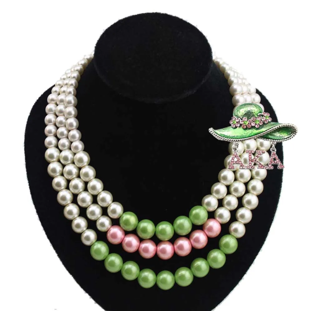 AKA-pink green pearl-necklace 4