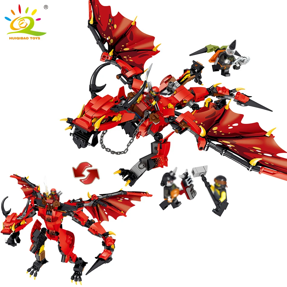

611pcs 2in1 Ninjaed Red dragon robot Building Blocks Compatible Legoingly Ninjagoed Figures Bricks Educational Toys for children