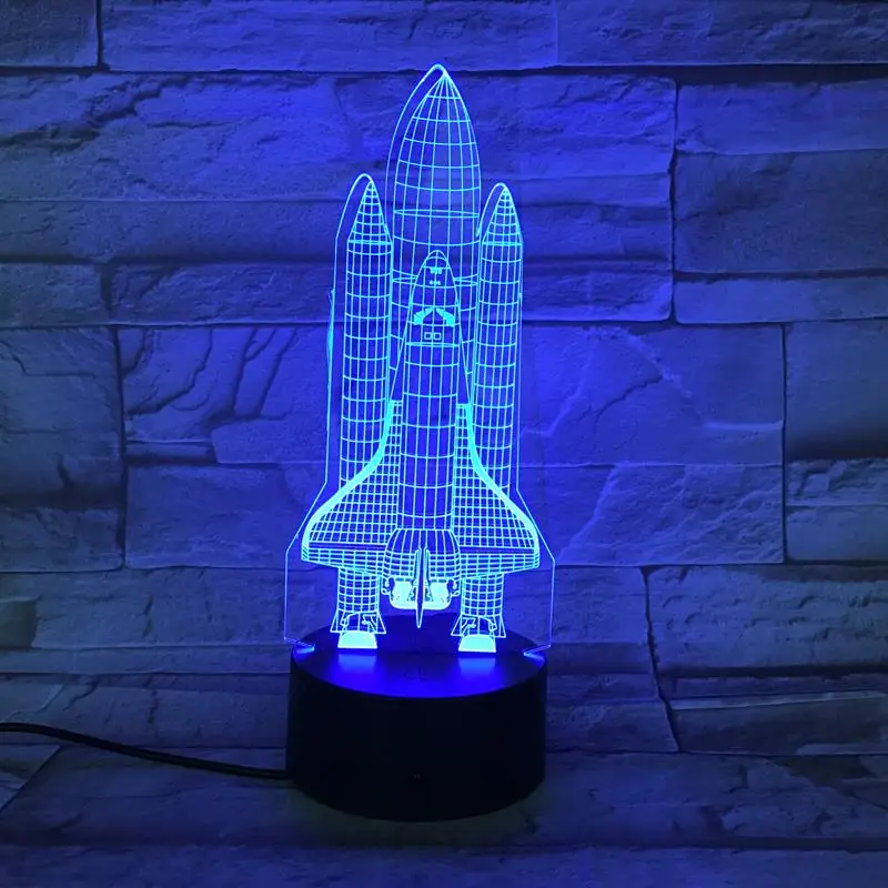 Ракеты 3D лампа ночник светильник светодиодный многоцветная вспышка выцветает праздничный реквизит Рождественские подарки для детей мальчик Дом Deocr
