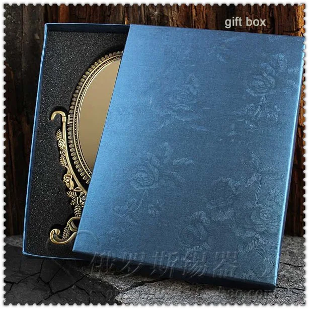 double-face retro bronze foldable alloy metal table makeup dresser desktop cosmetic decorative mirror embossed frame 338C