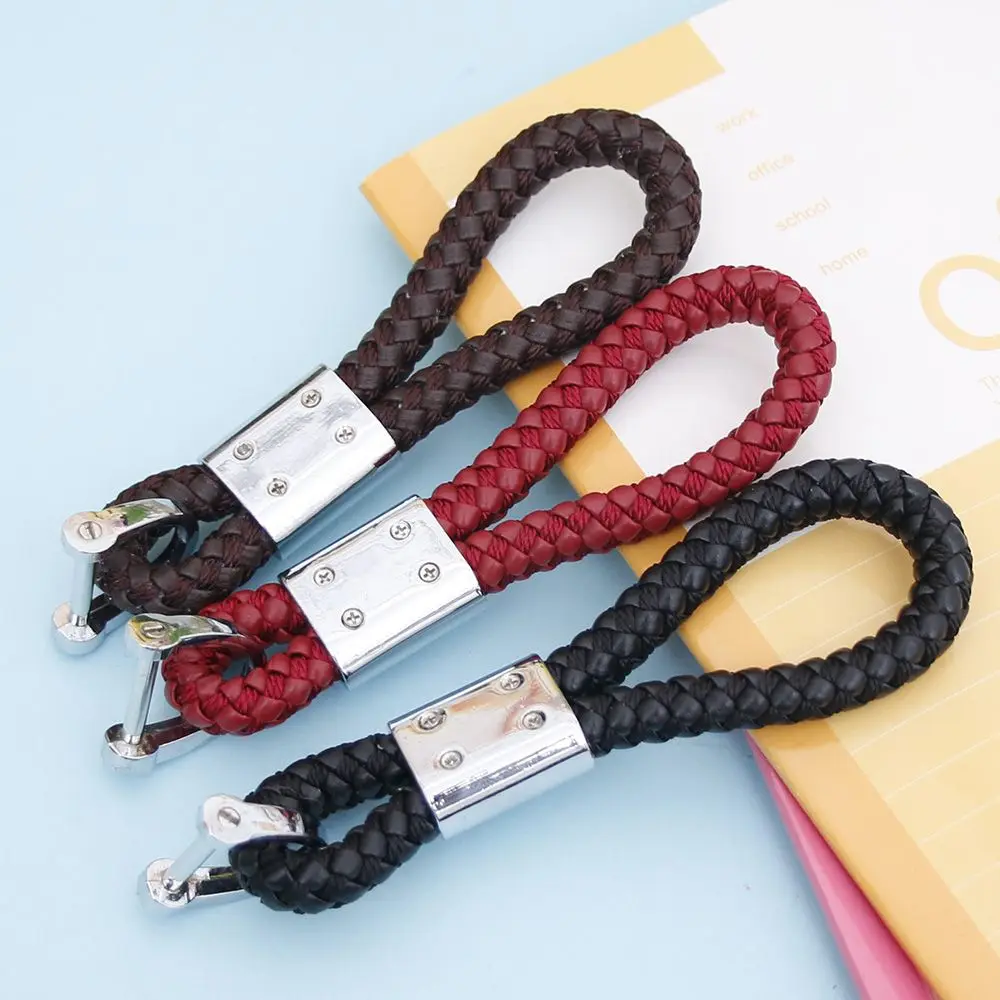 1 PC Braided Leather Keychain Handmade Keys Chains Strap for Car Key