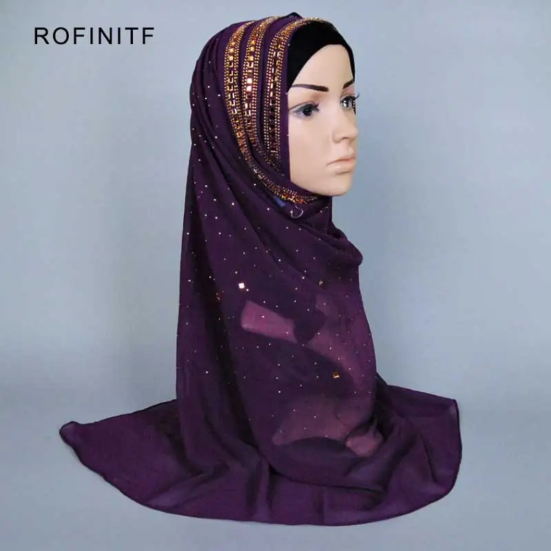 Women's Shimmer Czech Diamond Scarf Shawls Headband Glitter Muffler