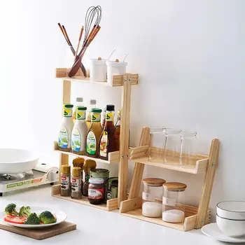 

Pine Wood 3/2 Layer Spice Rack Kitchen Rack Seasoning Box Storage Rack Condiment Holder Garden Flower Pot Holder Display Shelf