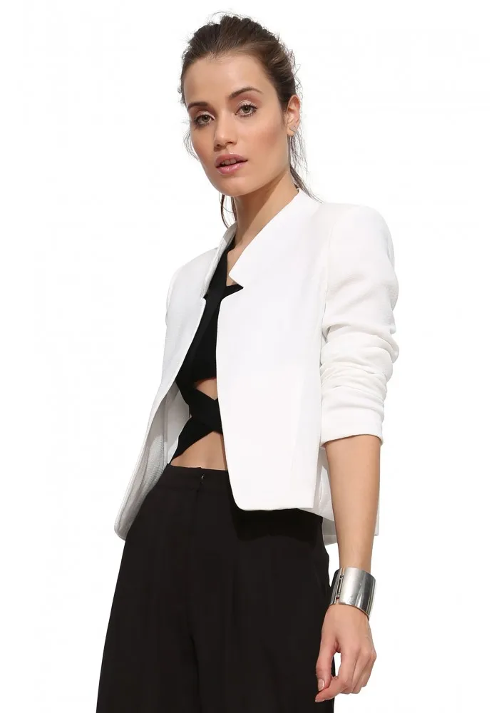 Mr.nut European and American women's V-neck casual jacket Simple and simple solid color slim long-sleeved small blazer