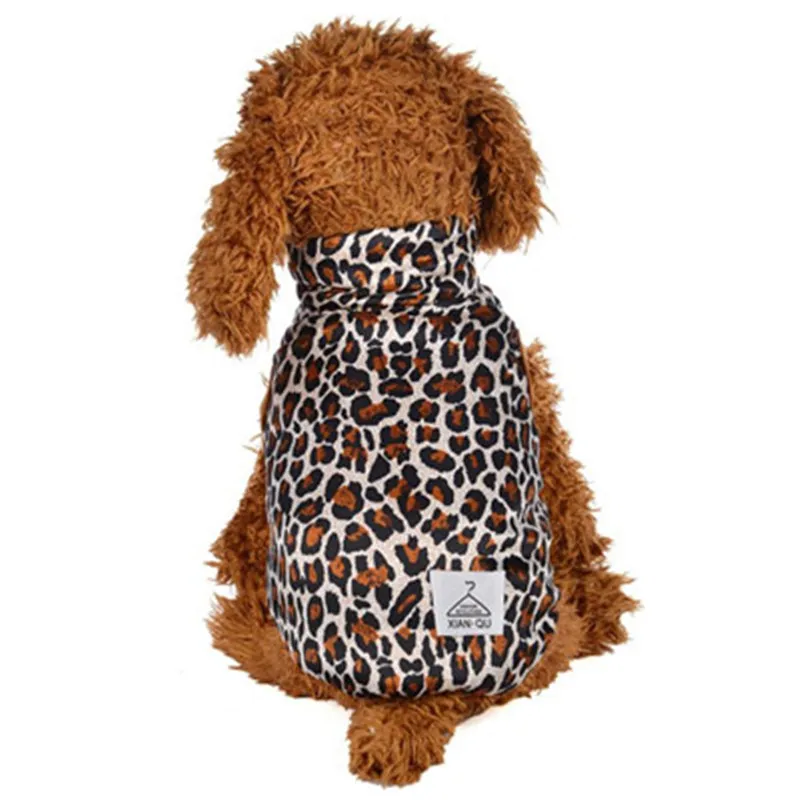 Leopard puppy coat Clothes small pet dog cat Round Neck Shirt Two