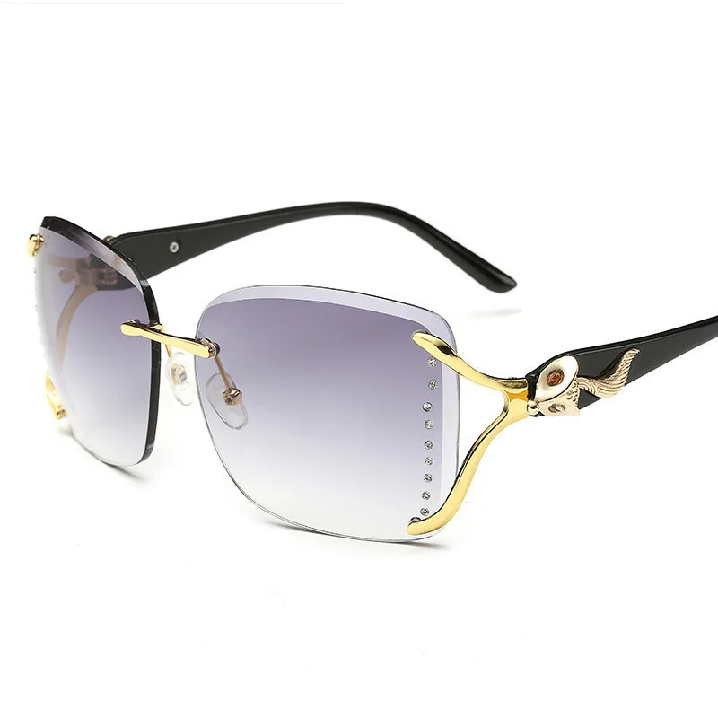 Женские солнцезащитные очки без оправы в стиле ретро|sun glasses female|luxury women sunglassesbrand sun
