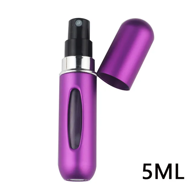matte PURPLE Портативный дорожный мини-контейнер 5 мл/8 мл, алюминиевая многоразовая пустая бутылочка с распылителем, косметические контейнеры, флакон для духов - Цвет: matte PURPLE