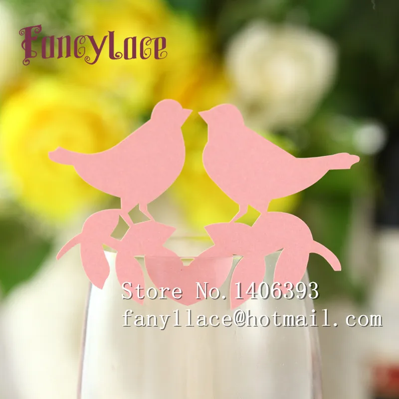 Free Shipping 50PCS Laser Cut Love Bird Wedding Table Mark Paper Place Card Escort Name Wine Glass Party Decoration | Дом и сад