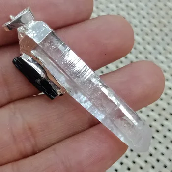 

DHXYZB 4-5cm natural clear quartz crystal Pendant point wand tower Black tourmaline reiki healing stones minerals Jewelry Gift