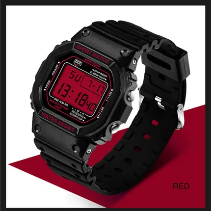 SANDA, цифровые спортивные мужские часы, военные, светодиодный, цифровые часы для дайвинга, 30 м, модные, для улицы, наручные часы, Relogio Masculino - Цвет: red