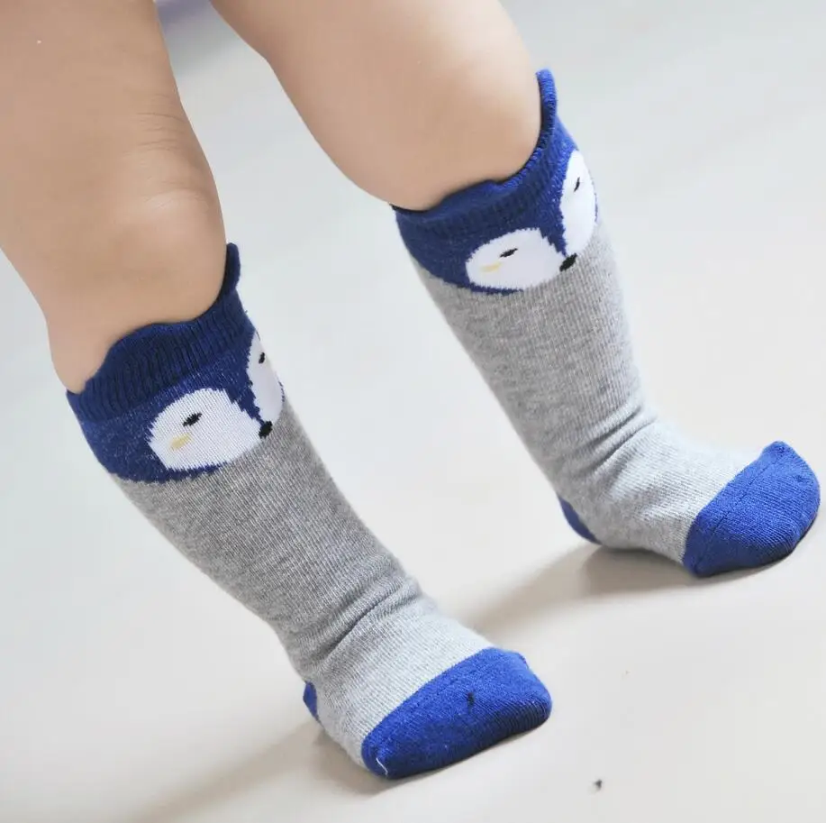 Детские носки унисекс носки-тапочки красивые мягкие нескользящие гольфы с кошкой для маленьких мальчиков зимние носки с рисунком лисицы для младенцев - Цвет: M