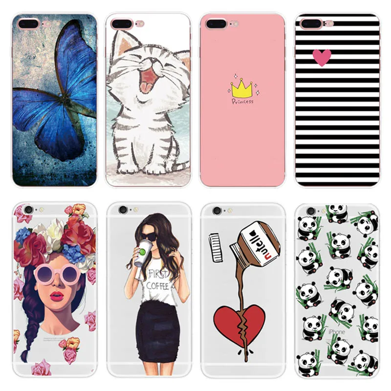 Cartoon Silicone Phone Case For iPhone 7 8 Plus X 10 Soft Animal Girls Back Cover 6 6S 5 SE Coque Fundas |