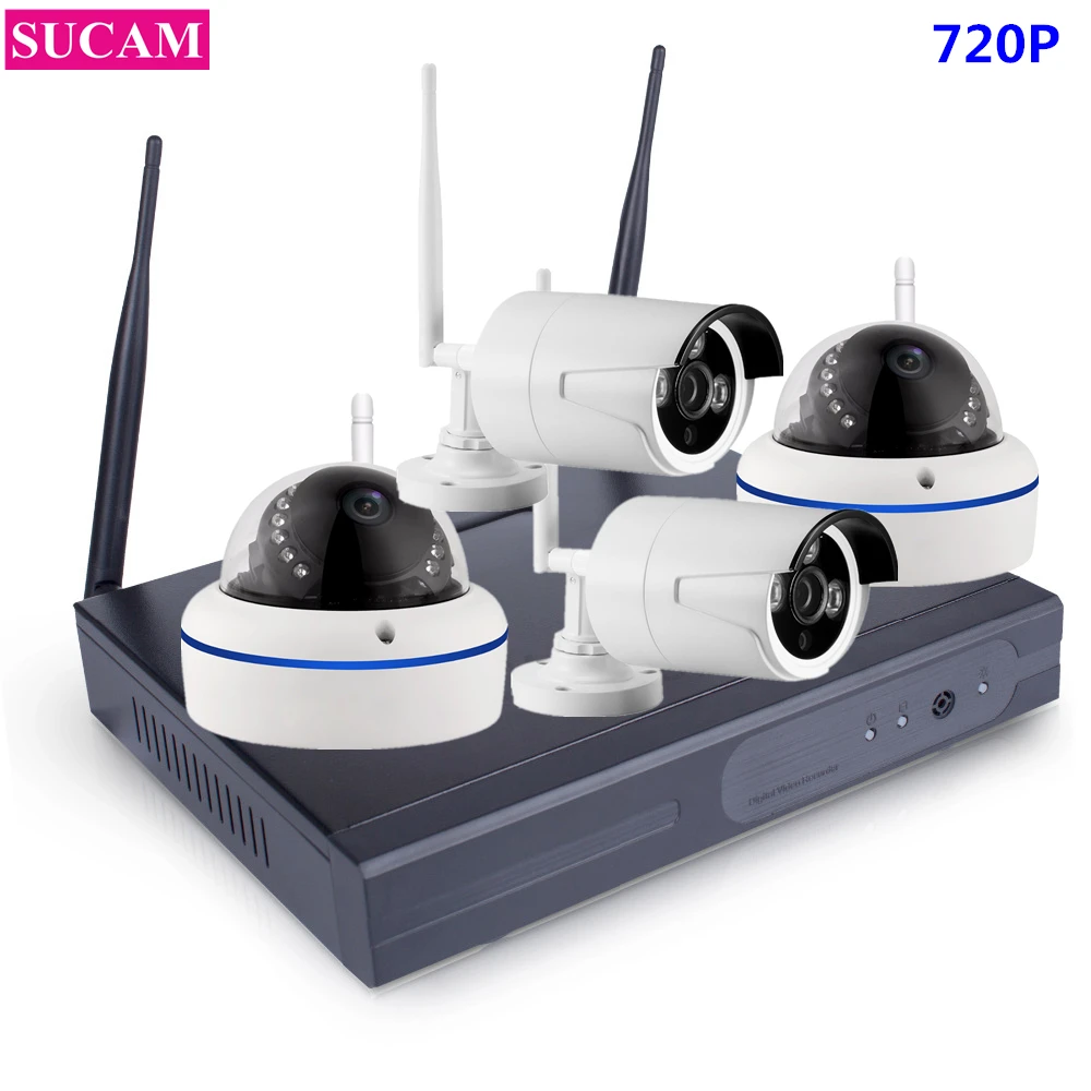 

SUCAM Plug And Play 4CH NVR WIFI CCTV Security Camera System 4PCS 720P HD Wireless CCTV Kit Video Surveillance System P2P