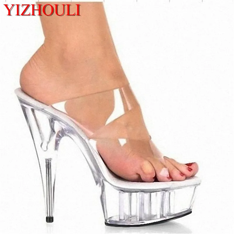 

15cm crystal high-heeled shoes/romantic sweet bride party princess catwalk shows performance Slippers