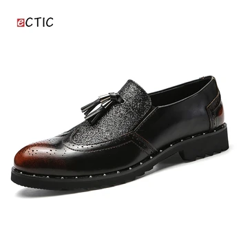 

ECTIC New Elegant Rhinestones Glitter Decor Men Dress Shoes Slip Ons Slipper Luxury Wedding Penny Loafer Flats Zapatos