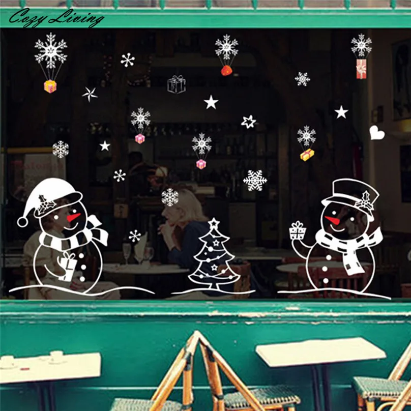 Window Glass Stickers 1 PC Christmas Snowman Removable Home Vinyl