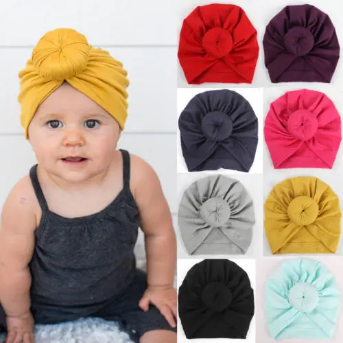 Baby Girl Headbands Infant Knotted Turban Rabbit Ears Hair Bands Soft Head wrap