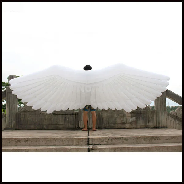 

Free shipment length durable white inflatable wing for party/club/stage