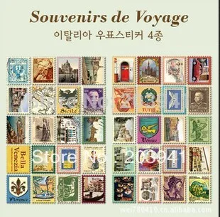 

4sheets/lot Vintage Italy style Stamps Design Stickers DIY Multifunction label decorative stickers/ Notebook diary scrapbook