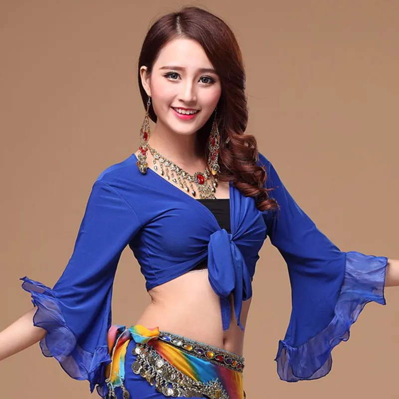 Belly Dance Top Shirt For Women Belly Dance Top Women Deep V Neck Flare