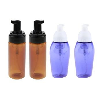 

Pack of 4, Amber, Plastic Foamer Bottles with Pump, Travel Sized, Soap Dispenser, Empty, 80/150 ml