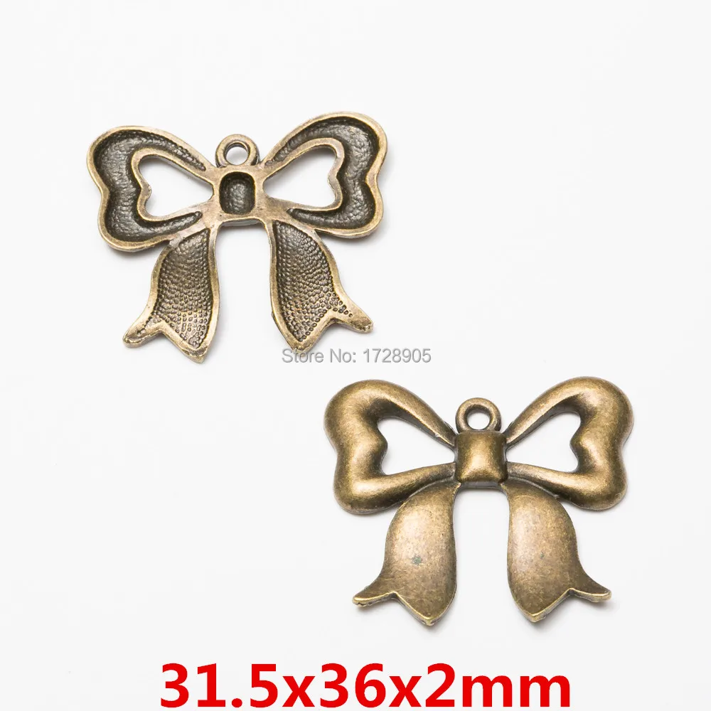 30Pcs Tibetan Silver Bow-knot bowknot Charms Pendants Connectors 9x19mm A3314 