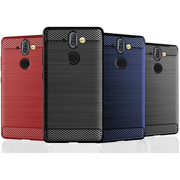 

50pcs/lot For Nokia 9 Ultra Slim Carbon Fiber Shockproof Armor Brushed TPU Case For Nokia 6.1 Case For Nokia 9 PureView