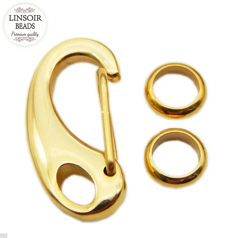 

2set Stainless Steel D Shape Clasps Hooks For Bracelet Necklace With 2Rings Gold/Silver Tone Connectors For Jewelry Making F3907