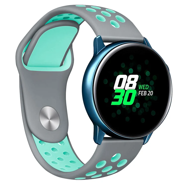 Силиконовый ремешок для samsung Galaxy Watch Active, двойной цвет, спортивный ремешок, ремешок для часов, браслет, ремешок на запястье, замена - Цвет: Grey Green